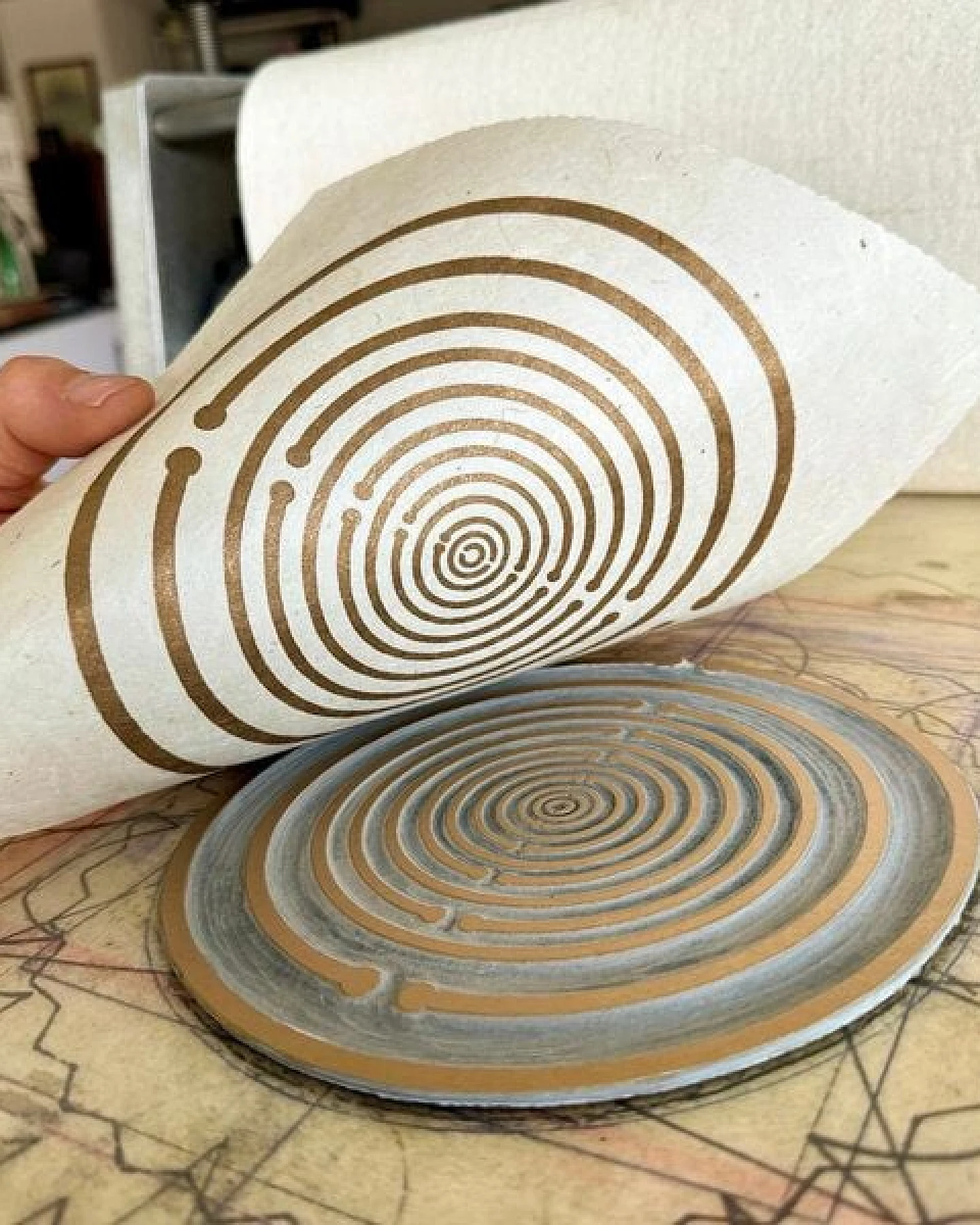 Veskor Cassiopeia LAKHOVSKY SPULE Heilige Geometrie Linoldruck – Ansicht 4