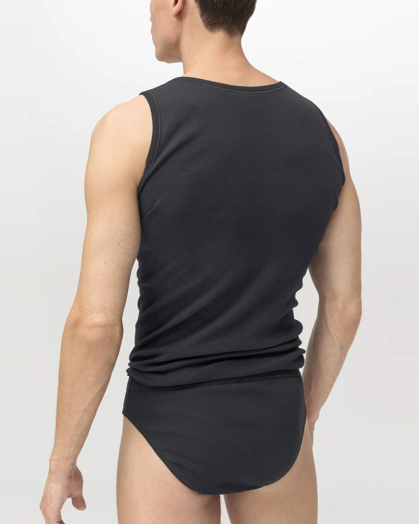 hessnatur Herren Slip Regular Cut im 2er-Pack PURE NATURE aus Bio-Baumwolle - schwarz - Größe 5 = M – Ansicht 2