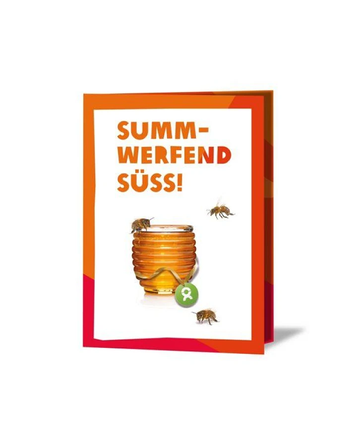 OxfamUnverpackt Spenden-Geschenk "Honigbienen" (Grußkarte mit Magnet)