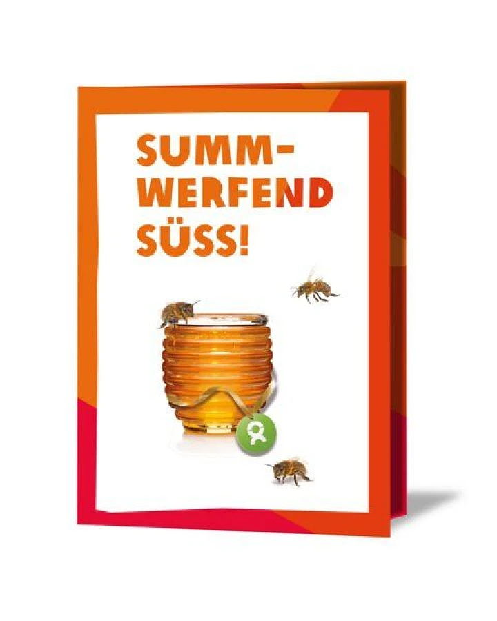 OxfamUnverpackt Spenden-Geschenk "Honigbienen" (Grußkarte mit Magnet)