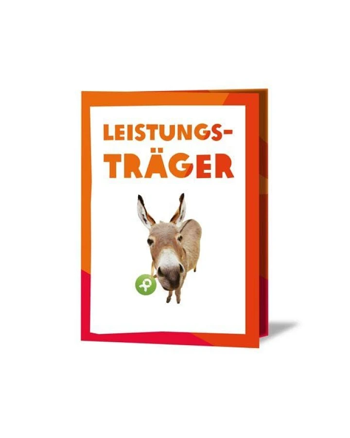 OxfamUnverpackt Spenden-Geschenk "Esel" (Grußkarte mit Magnet)