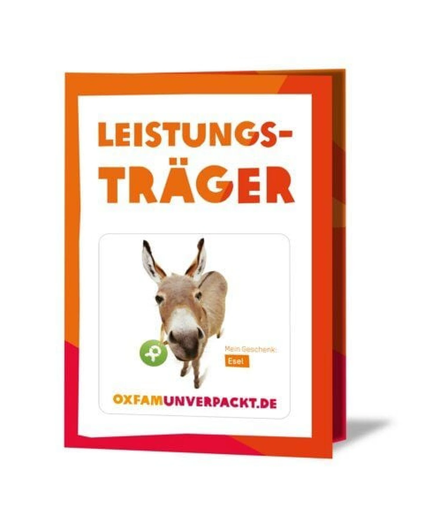 OxfamUnverpackt Spenden-Geschenk "Esel" (Grußkarte mit Magnet) – Ansicht 2