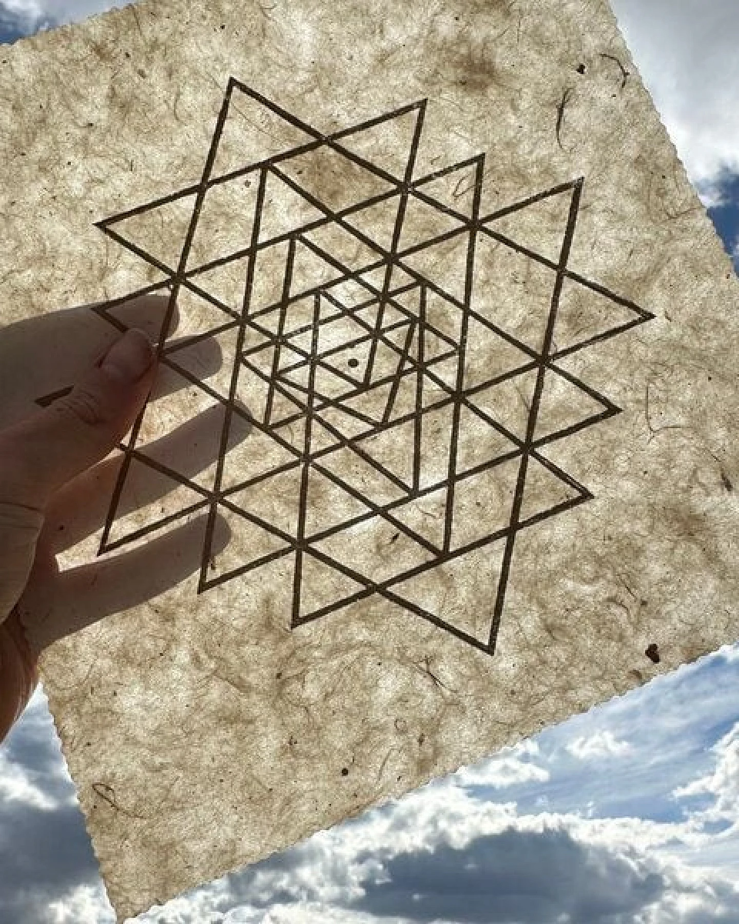 Veskor Cassiopeia SRI YANTRA Symbol Linoldruck – Ansicht 4