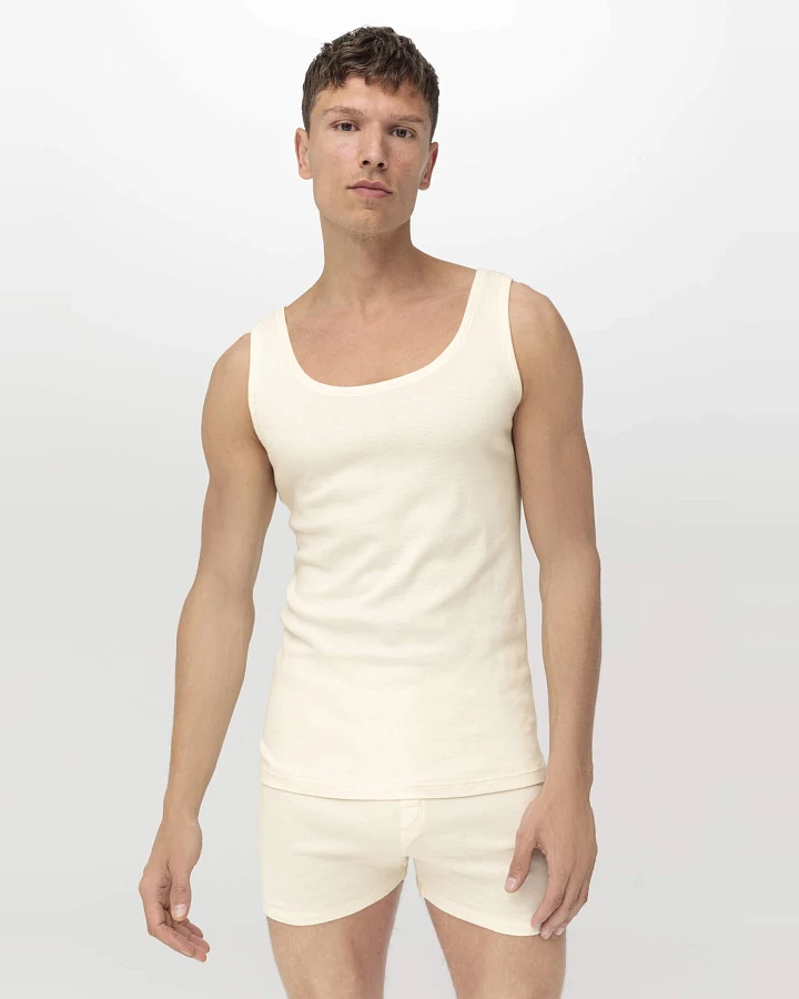 hessnatur Herren Athletic Shirt im 2er-Pack PURE NATURE aus Bio-Baumwolle - natur - Größe 4 = S