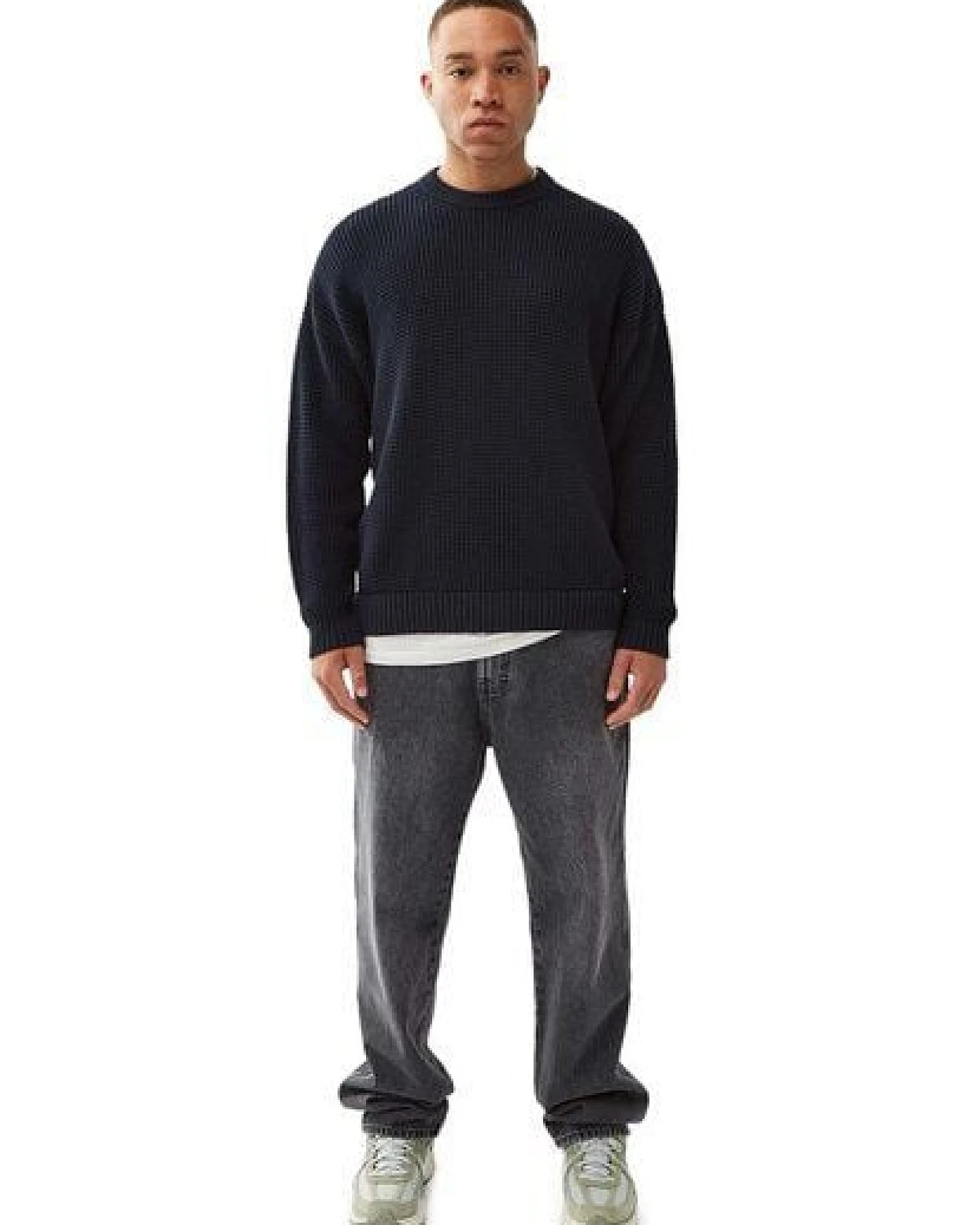 Honesty Rules Boxy Waffle Knitter Pullover – Ansicht 4