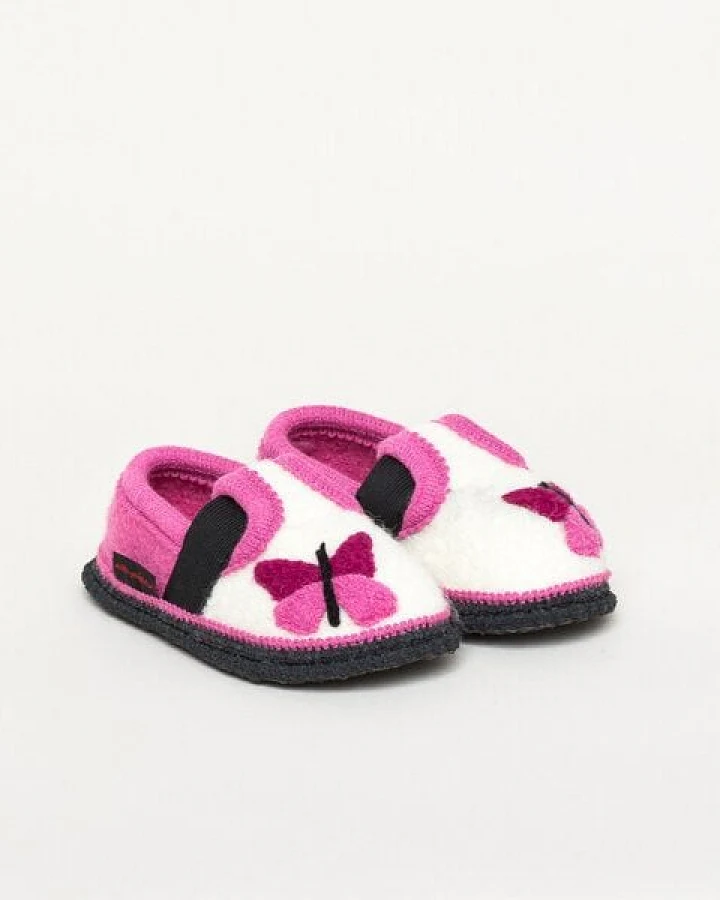 Kitz-Pichler Bobby Schmetterling Kinder-Hausschuh für Jungen & Mädchen aus 100% Wolle - Warme Filz-Pantoffel