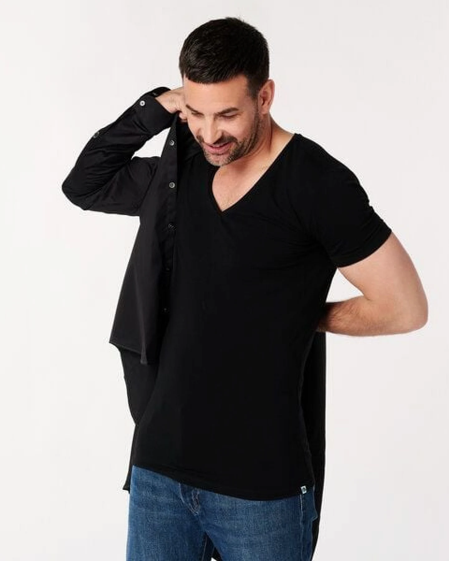 SKOT Fashion Nachhaltige T-Shirt 2-pack / Herren / Tief V-neck / Schwarz – Ansicht 4