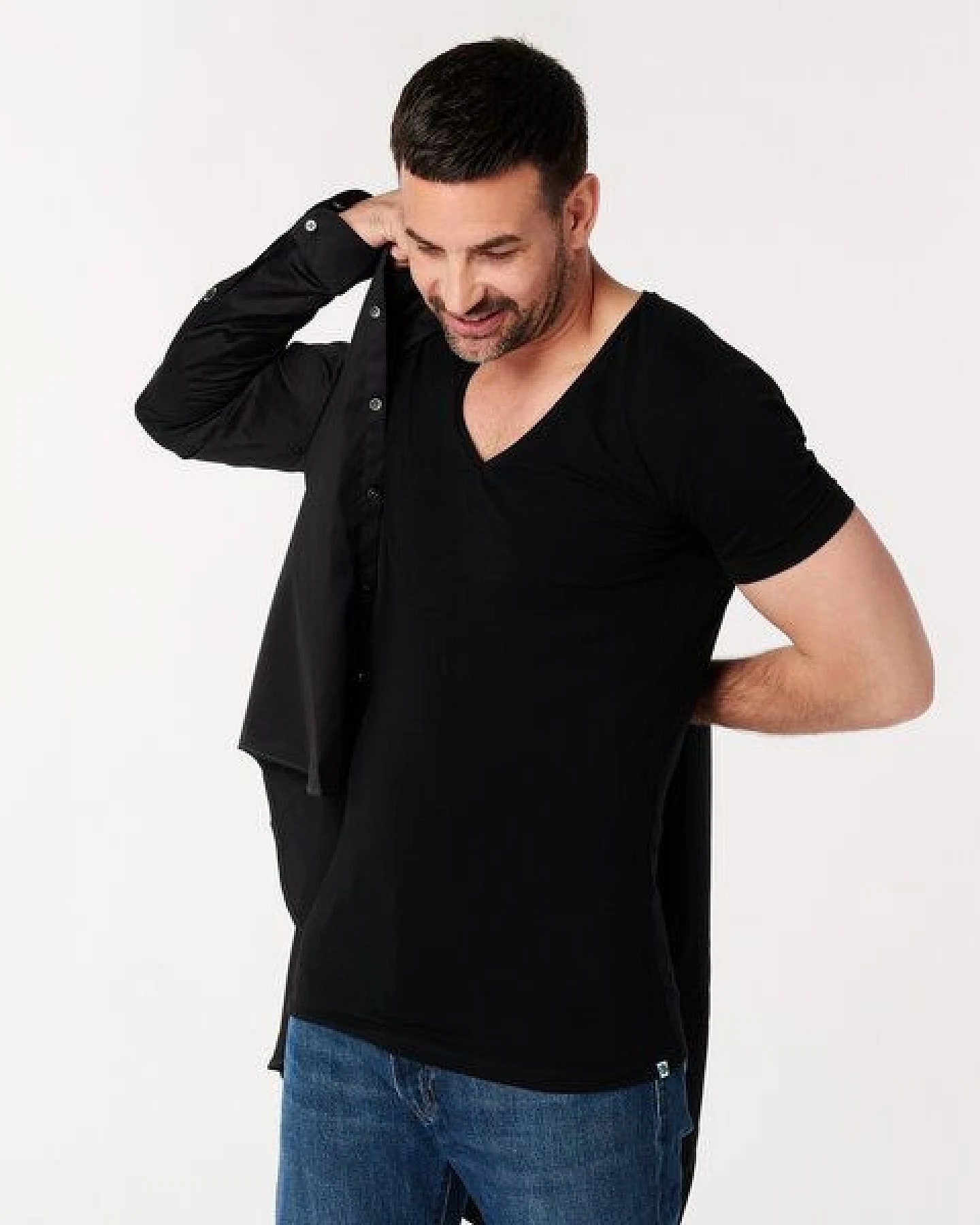 SKOT Fashion Nachhaltige T-Shirt 2-pack / Herren / Tief V-neck / Schwarz – Ansicht 4