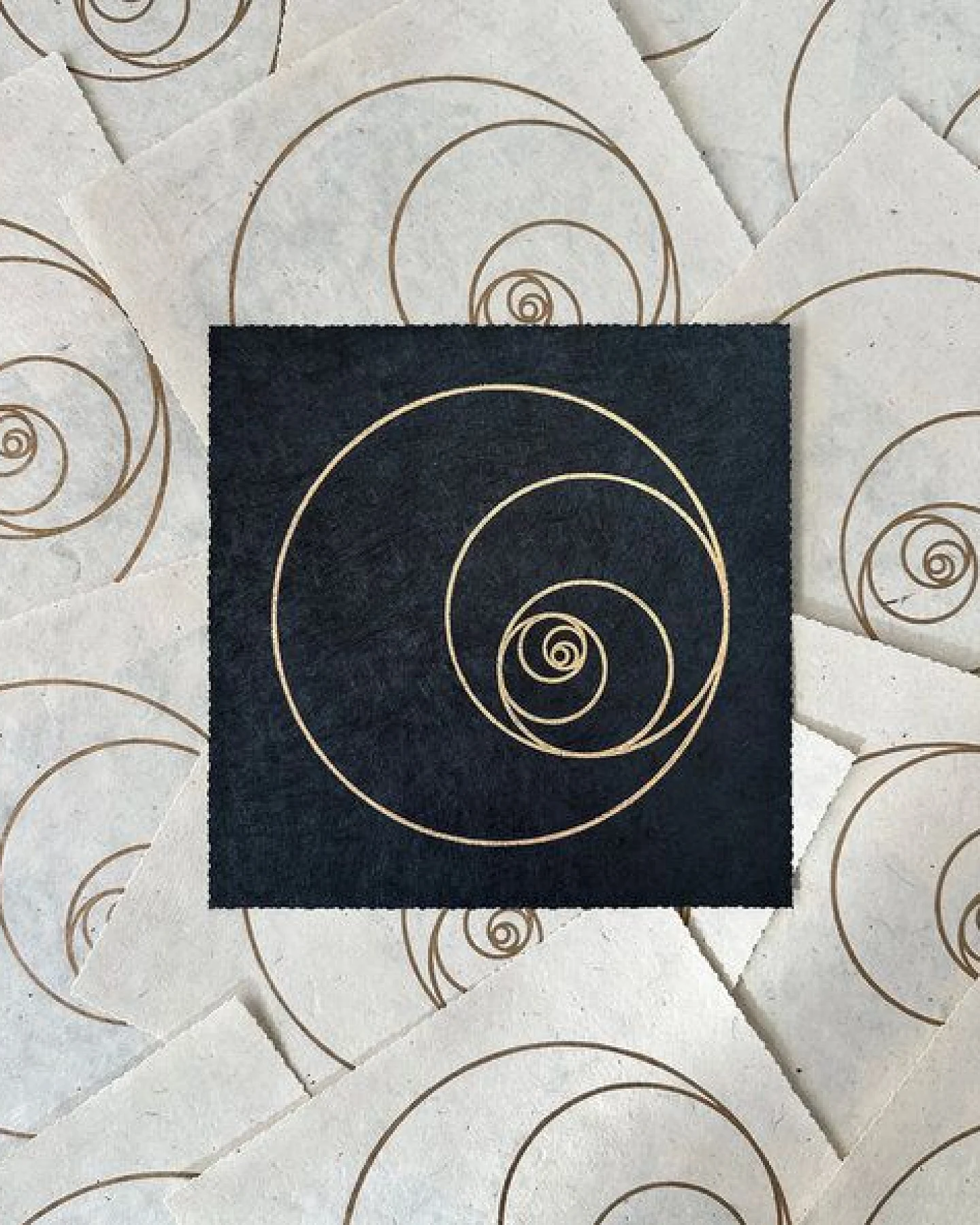 Veskor Cassiopeia FIBONACCI KREISE Heilige Geometrie Linoldruck – Ansicht 2