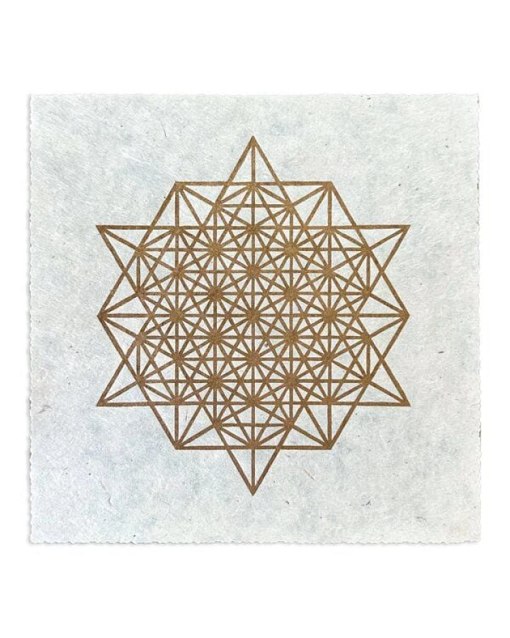 Veskor Cassiopeia STERN TETRAEDER 64 Heilige Geometrie Linoldruck