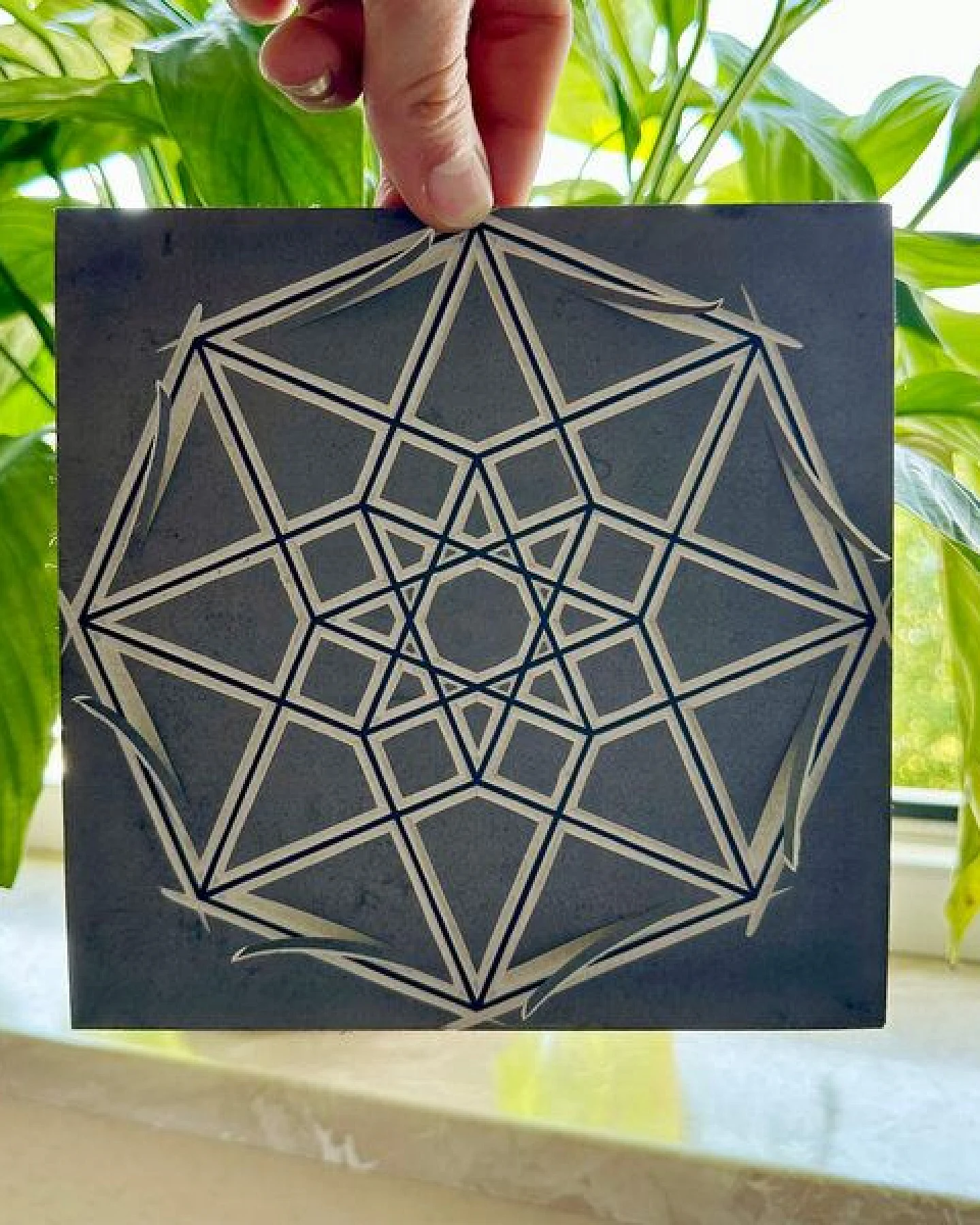 Veskor Cassiopeia TESSERAKT HYPERCUBE Heilige Geometrie Linoldruck – Ansicht 2
