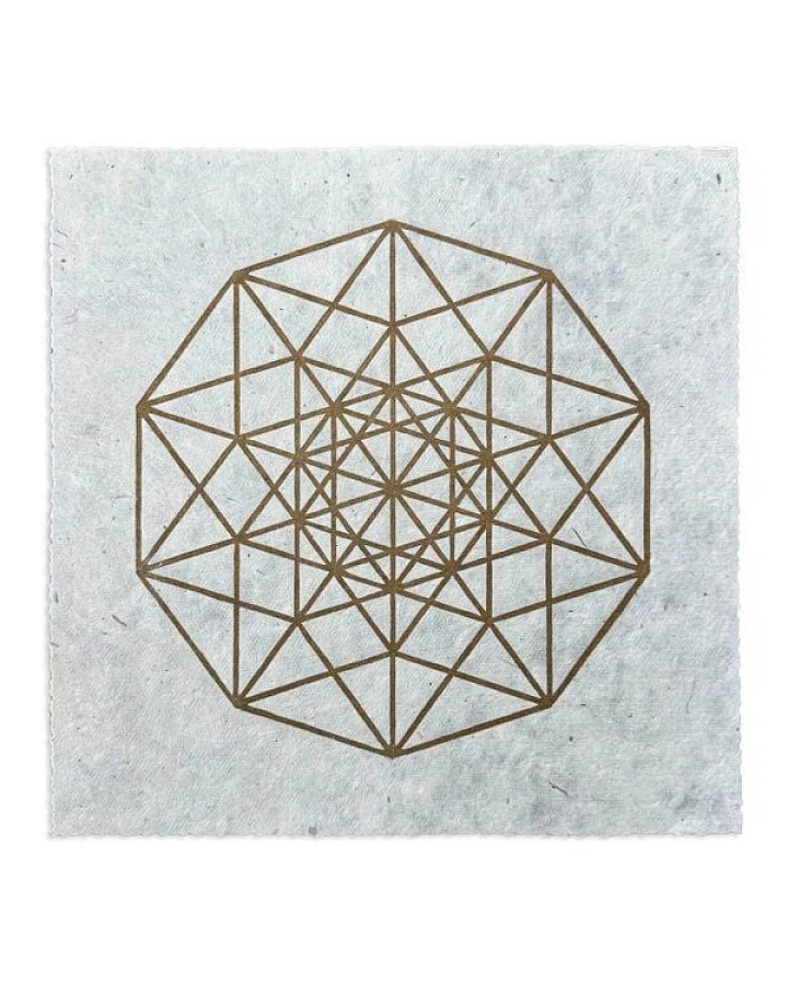 Veskor Cassiopeia PENTERAKT HYPERCUBE Heilige Geometrie Linoldruck