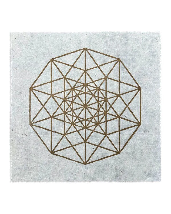 Veskor Cassiopeia PENTERAKT HYPERCUBE Heilige Geometrie Linoldruck
