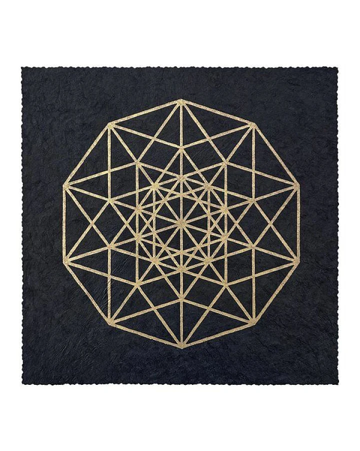 Veskor Cassiopeia PENTERAKT HYPERCUBE Heilige Geometrie Linoldruck