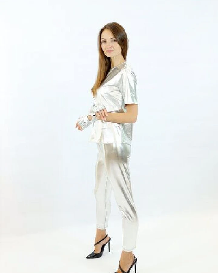 Aline Celi Hosen Sustainable Fabric Metallic