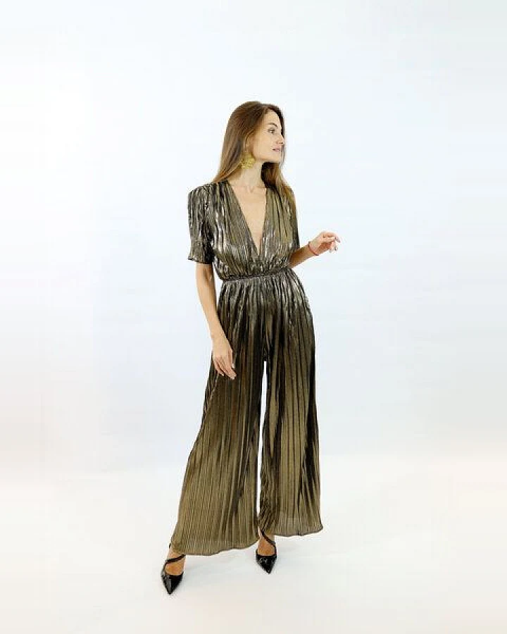 Aline Celi Overall Metallic Gold