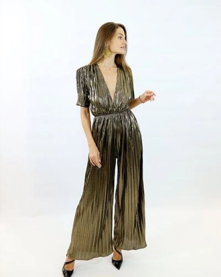 Aline Celi Overall Metallic Gold