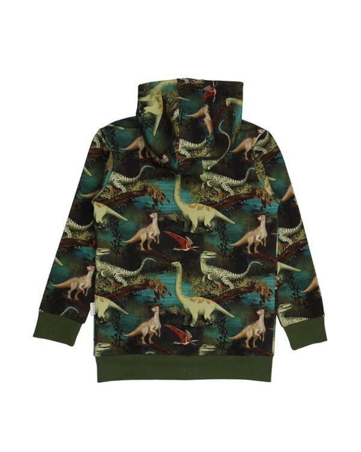 Kinder Sweatjacke Dino-Print GOTS-zertifiziert aus Bio-Baumwolle, grün – Walkiddy, Kapuze & Reißverschluss, weicher Alltagsbegleiter – Ansicht 4