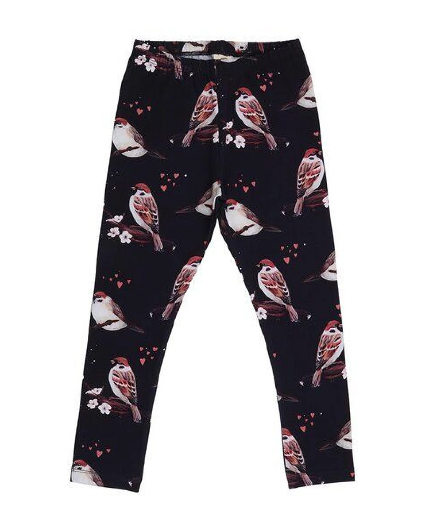 Kinder Leggings GOTS-zertifiziert aus Bio-Baumwolle dunkel mit Spatzen-Motiv – Walkiddy – Ansicht 2