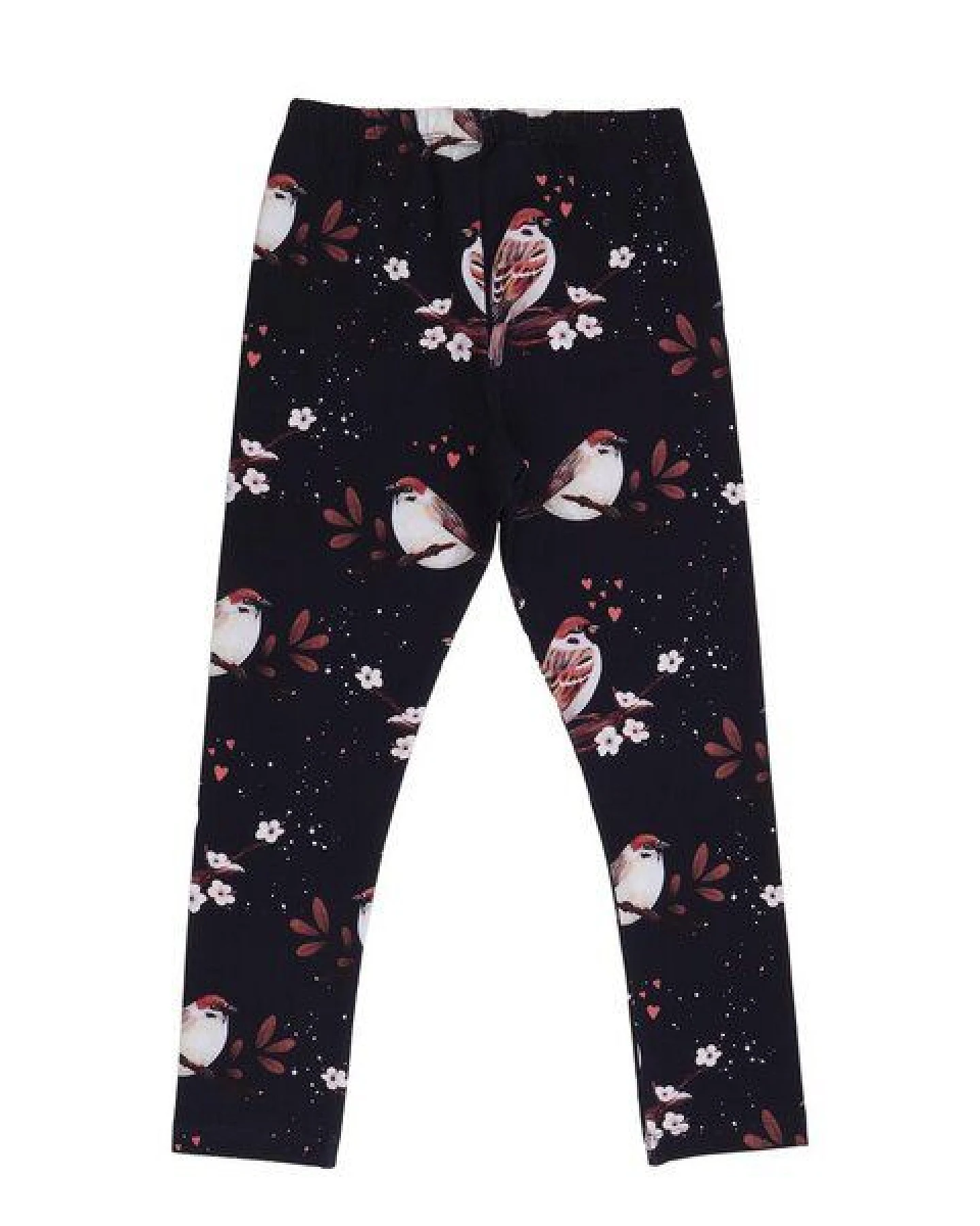 Kinder Leggings GOTS-zertifiziert aus Bio-Baumwolle dunkel mit Spatzen-Motiv – Walkiddy – Ansicht 4