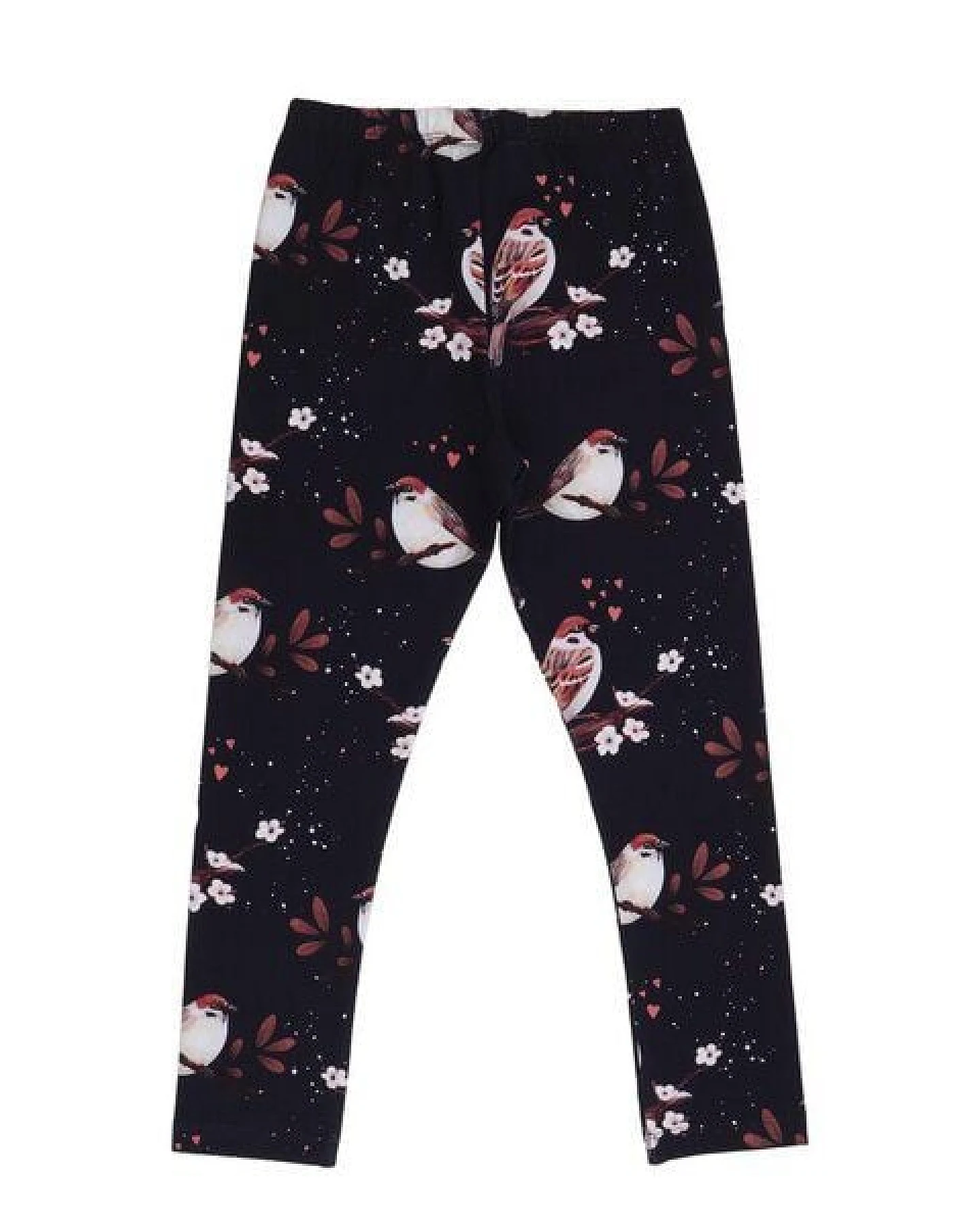 Kinder Leggings GOTS-zertifiziert aus Bio-Baumwolle dunkel mit Spatzen-Motiv – Walkiddy – Ansicht 4