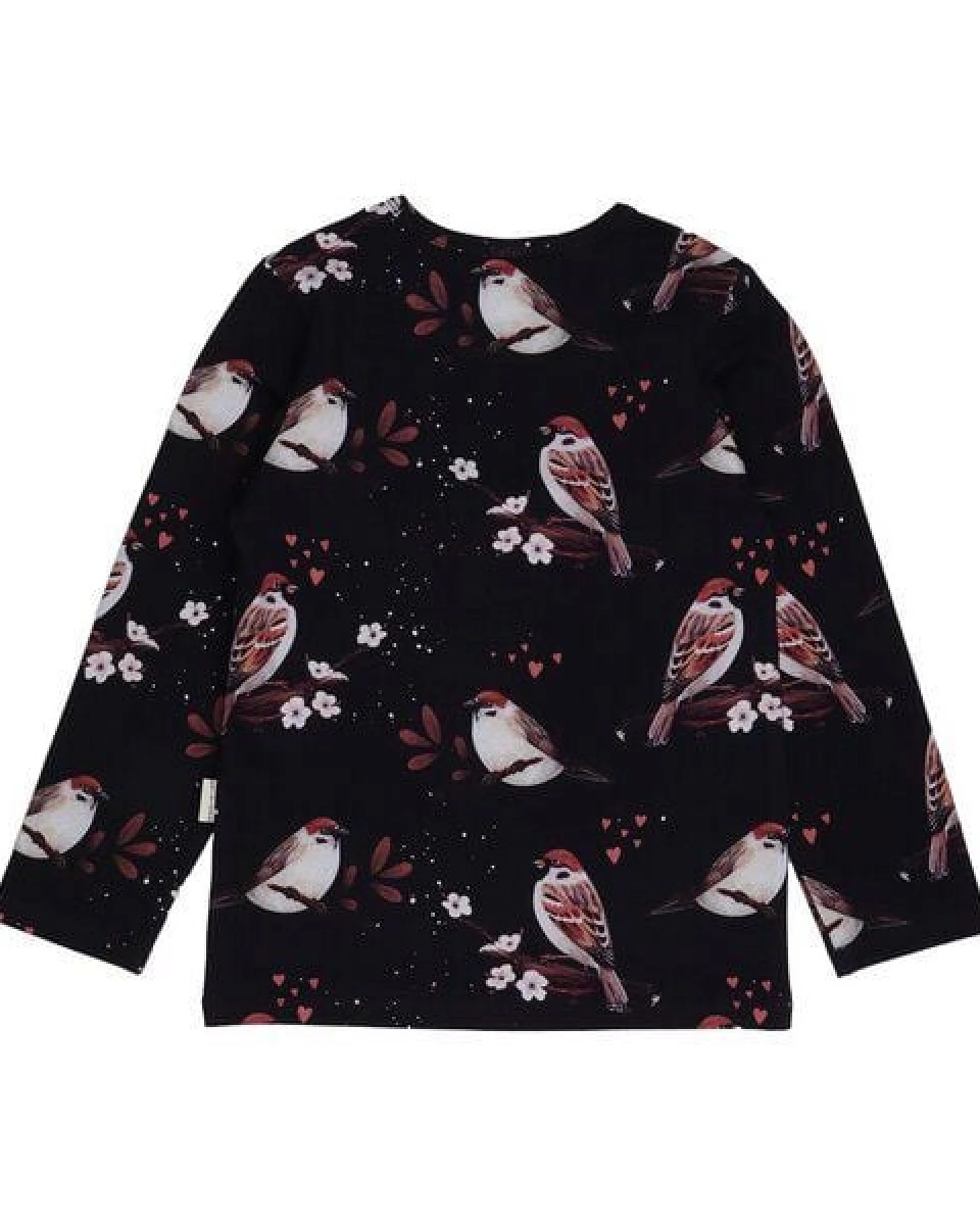 Kinder Langarmshirt GOTS-zertifiziert aus Bio-Baumwolle dunkelblau mit Spatzen-Motiv „Little Sparrows“ – Walkiddy – Ansicht 4