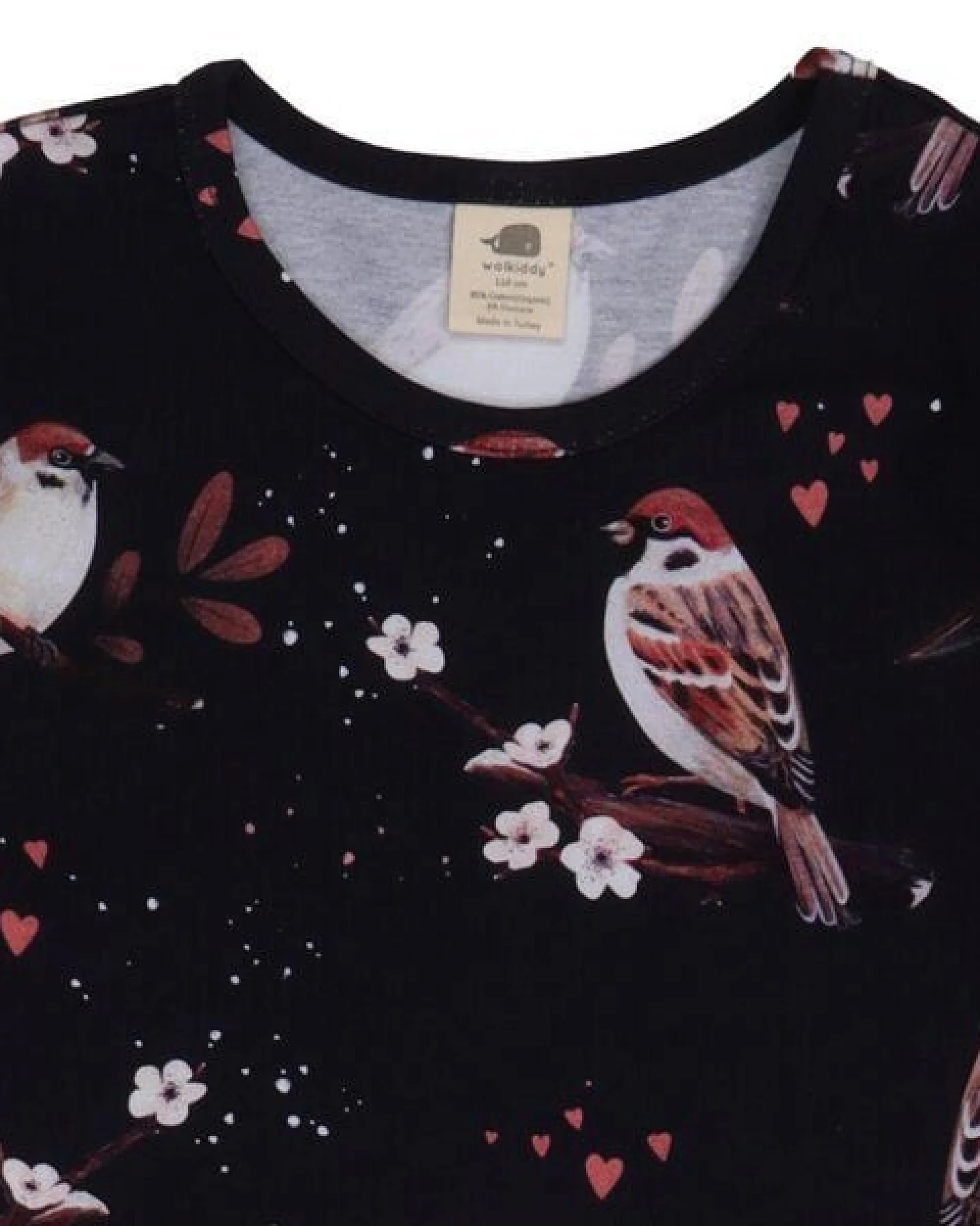 Kinder Langarmshirt GOTS-zertifiziert aus Bio-Baumwolle dunkelblau mit Spatzen-Motiv „Little Sparrows“ – Walkiddy – Ansicht 3