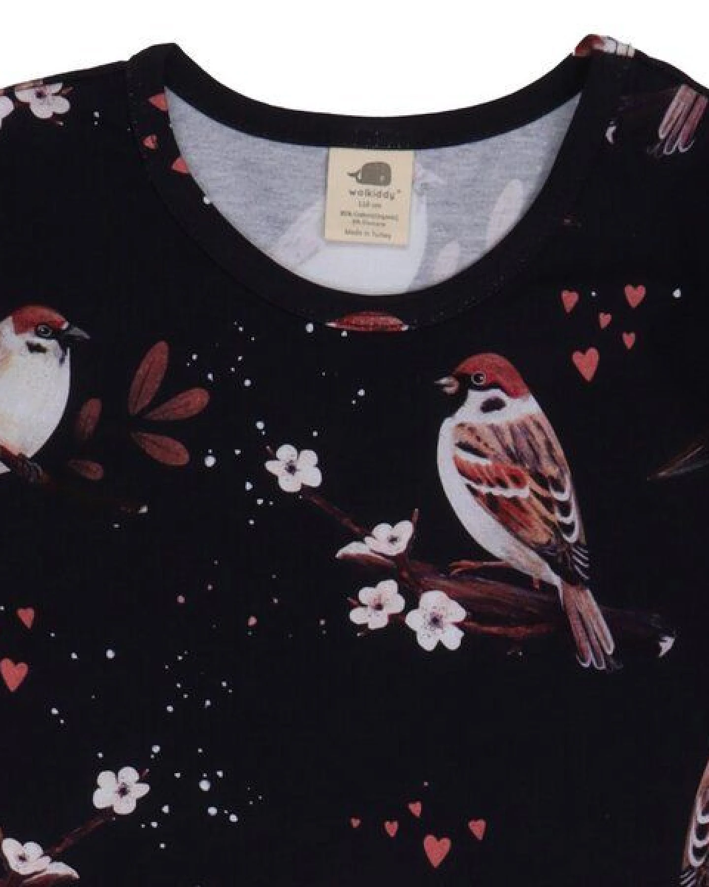 Kinder Langarmshirt GOTS-zertifiziert aus Bio-Baumwolle dunkelblau mit Spatzen-Motiv „Little Sparrows“ – Walkiddy – Ansicht 3