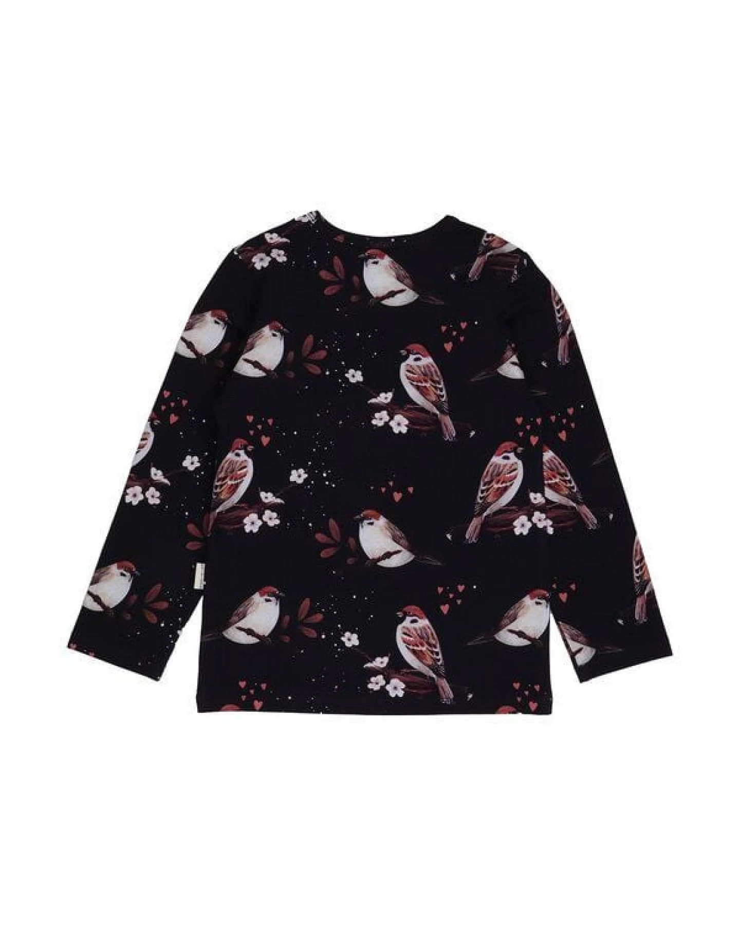 Kinder Langarmshirt GOTS-zertifiziert aus Bio-Baumwolle dunkelblau mit Spatzen-Motiv „Little Sparrows“ – Walkiddy – Ansicht 4