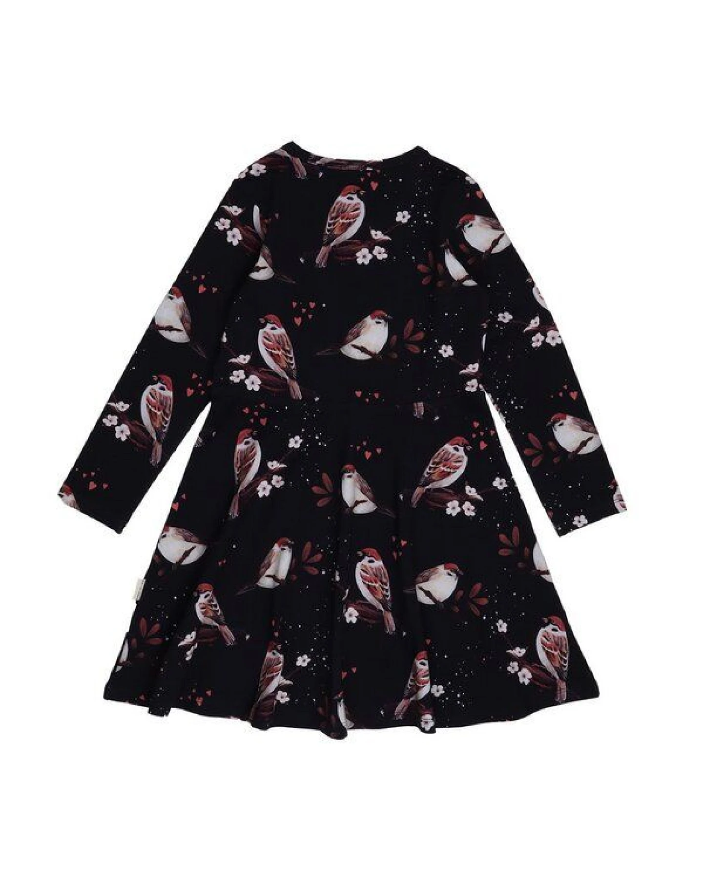 Langarmkleid Dunkelblau Spatzen-Allover Bio-Baumwolle GOTS – Walkiddy – Ansicht 4