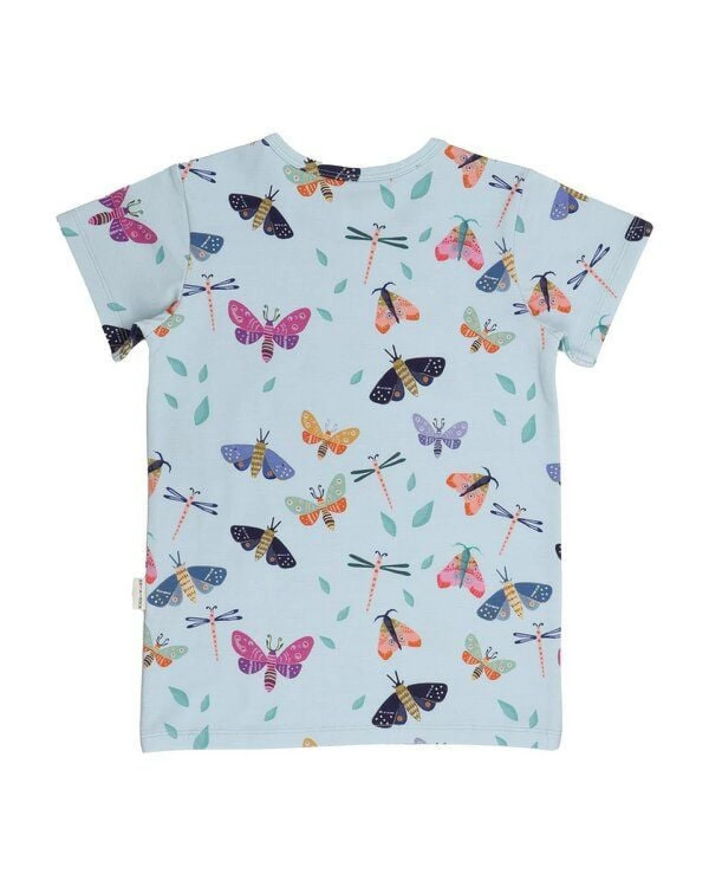 Kinder T-Shirt GOTS-zertifiziert aus Bio-Baumwolle hellblau mit buntem Schmetterlings-Muster von Walkiddy – Ansicht 4