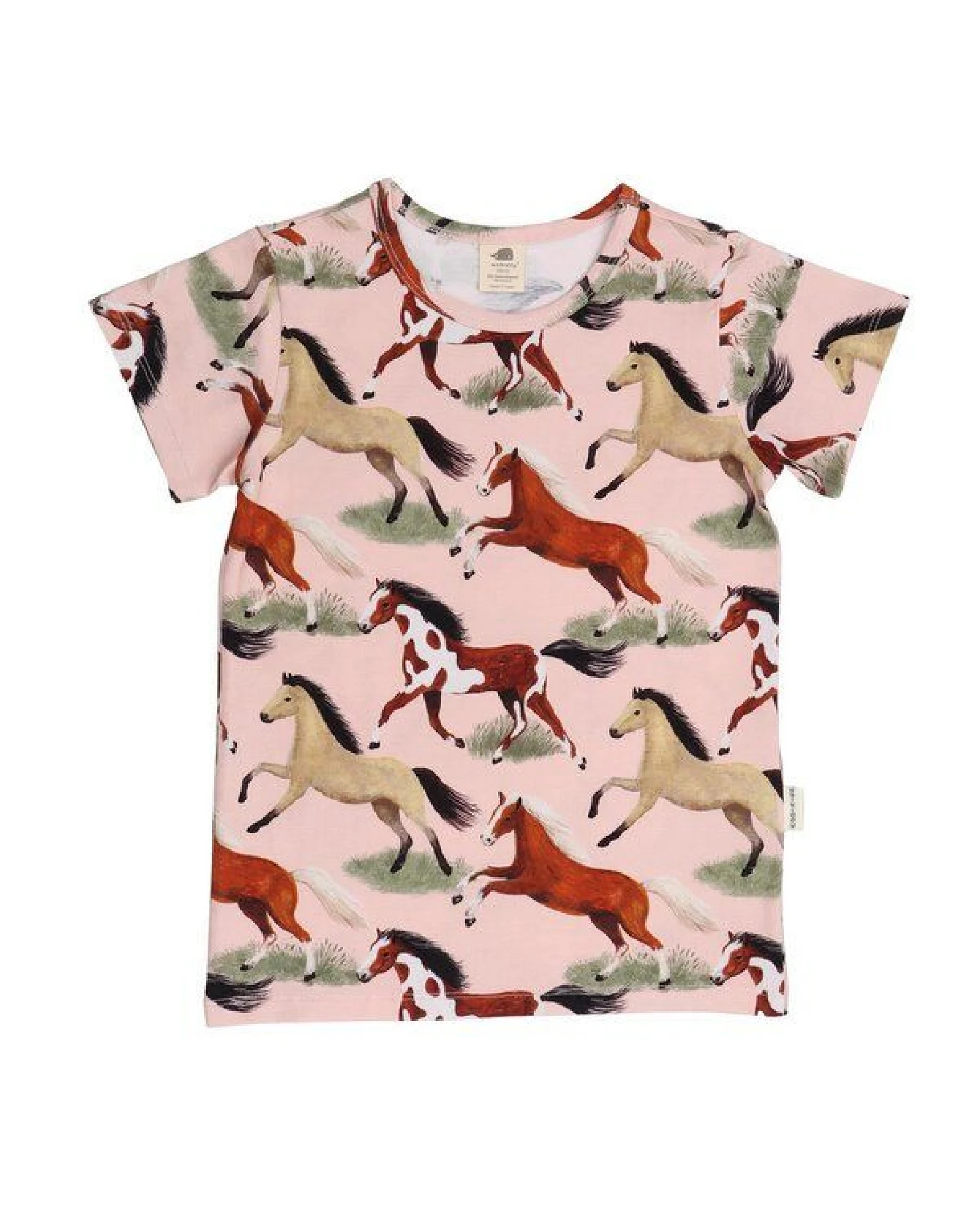 Kinder T-Shirt GOTS-zertifiziert aus Bio-Baumwolle rosa mit Pferde-Motiv – Walkiddy – Ansicht 3
