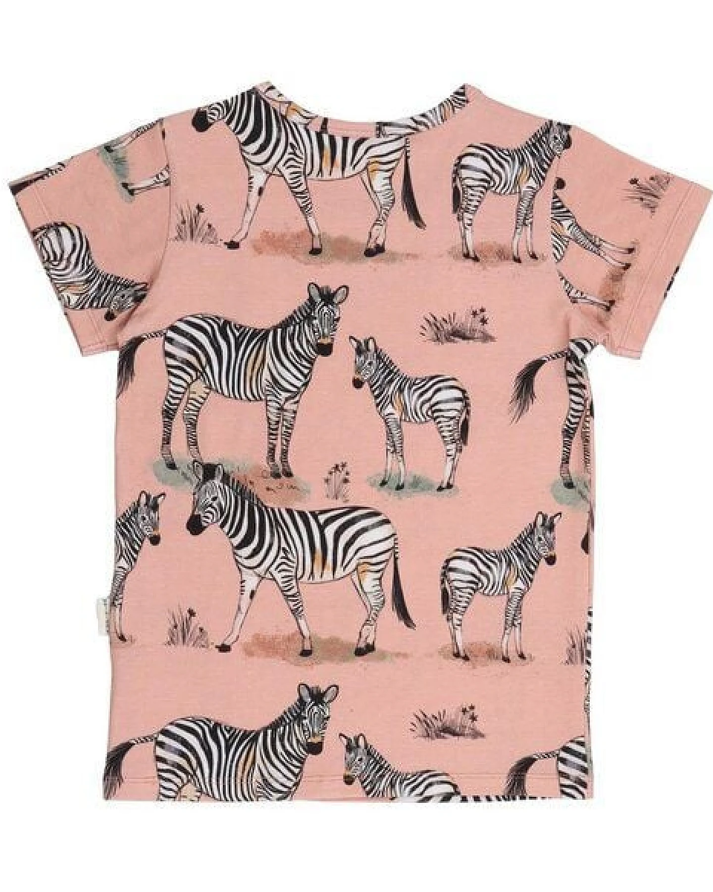 Kinder T-Shirt GOTS-zertifiziert aus Bio-Baumwolle rosa mit Zebrafamilien-Motiv – Walkiddy – Ansicht 4