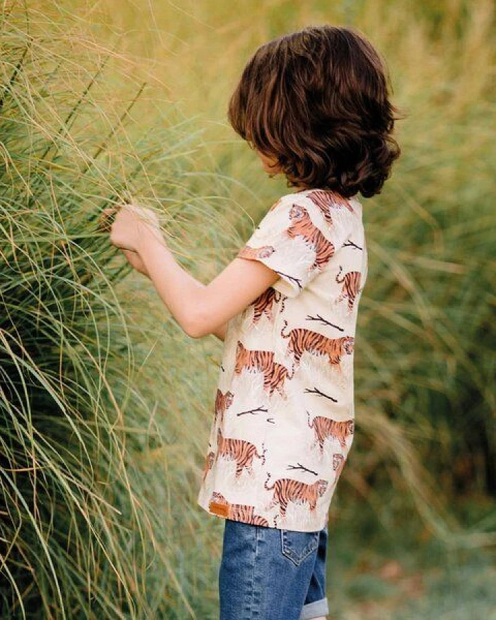 Tigers-T-ShirtBio-Baumwolle aus 95% Baumwolle -yellow- GOTS-Zertifiziert – Walkiddy