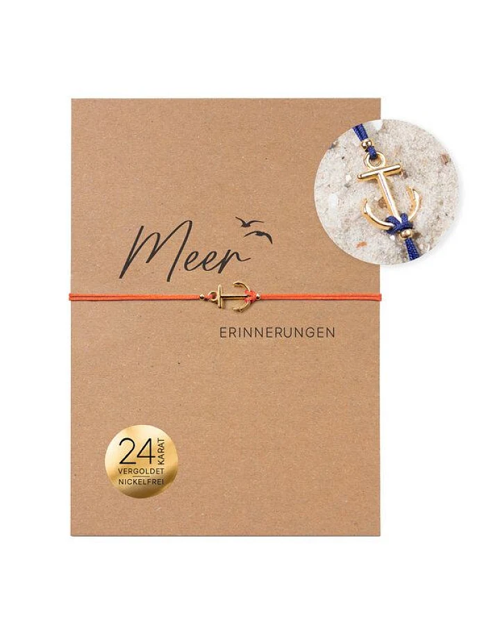Bow & Hummingbird Armband auf Karte - Anker - Meer-Erinnerungen (Marineblau)