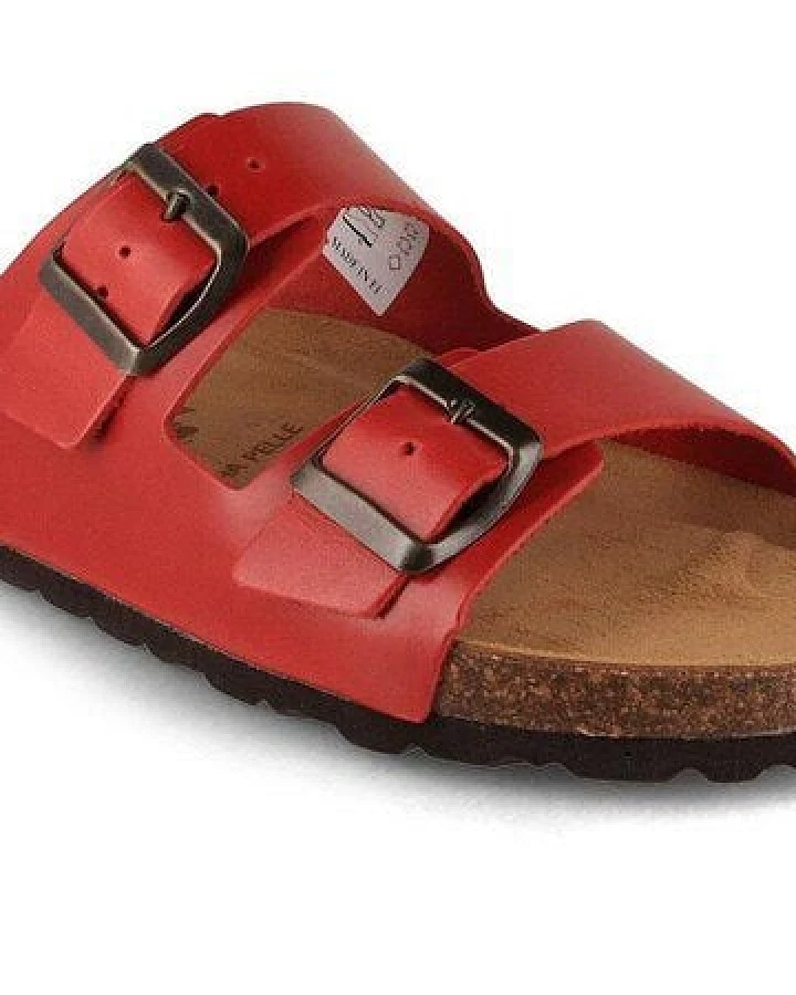 Tuffeln Leder-Pantoletten Föhr mit weichem Kork-Fußbett Zweischnaller-Sandalen