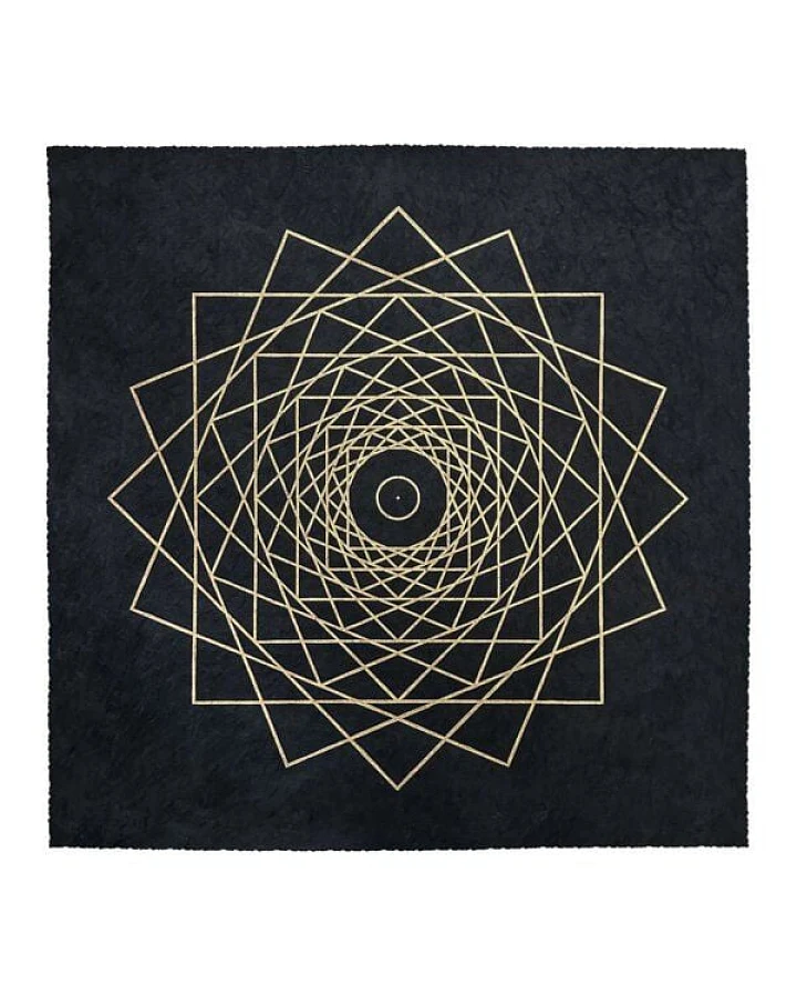 Veskor Cassiopeia WHIRLING SQUARES Heilige Geometrie Linoldruck