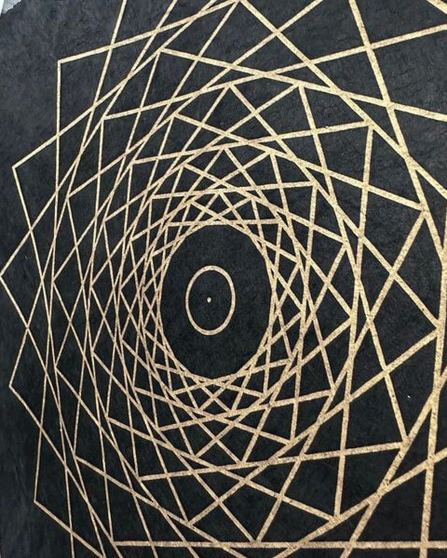 Veskor Cassiopeia WHIRLING SQUARES Heilige Geometrie Linoldruck – Ansicht 2