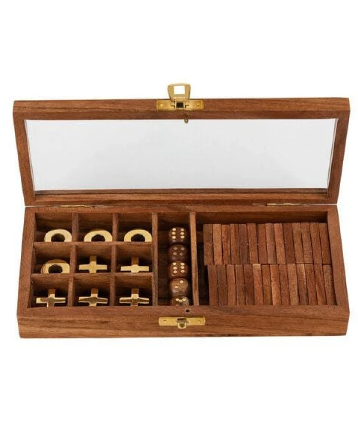 El Puente Fair Trade Spiele-Set (Domino, Tic Tac Toe, Würfel)