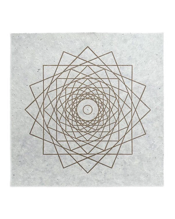 Veskor Cassiopeia WHIRLING SQUARES Heilige Geometrie Linoldruck