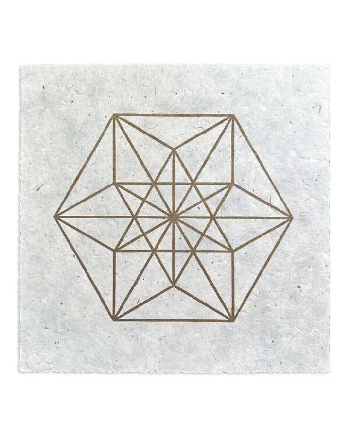 Veskor Cassiopeia VEKTOR EQUILIBRIUM Heilige Geometrie Linoldruck