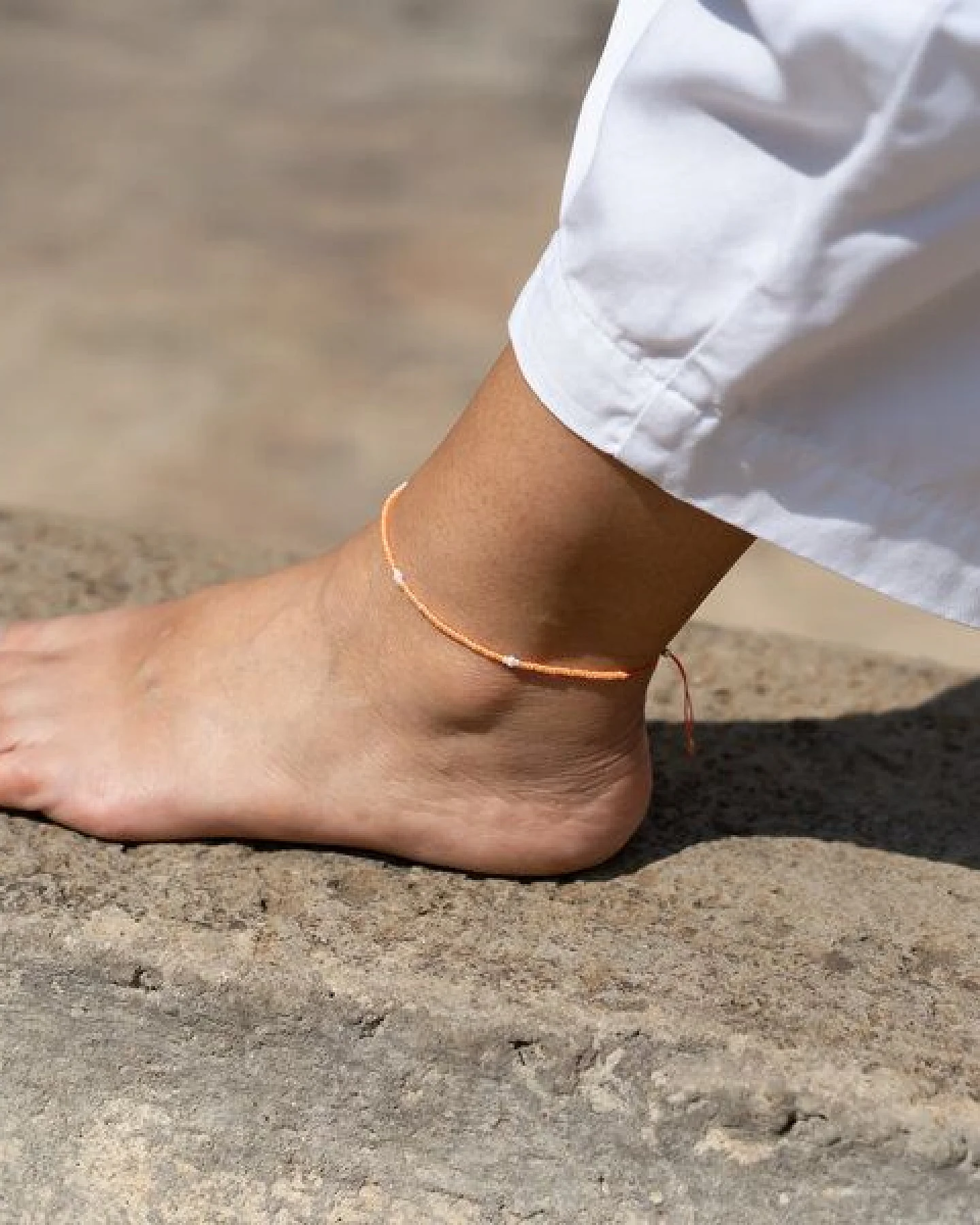 juni Sommer Perlenfußkette Aprikose – Ansicht 4