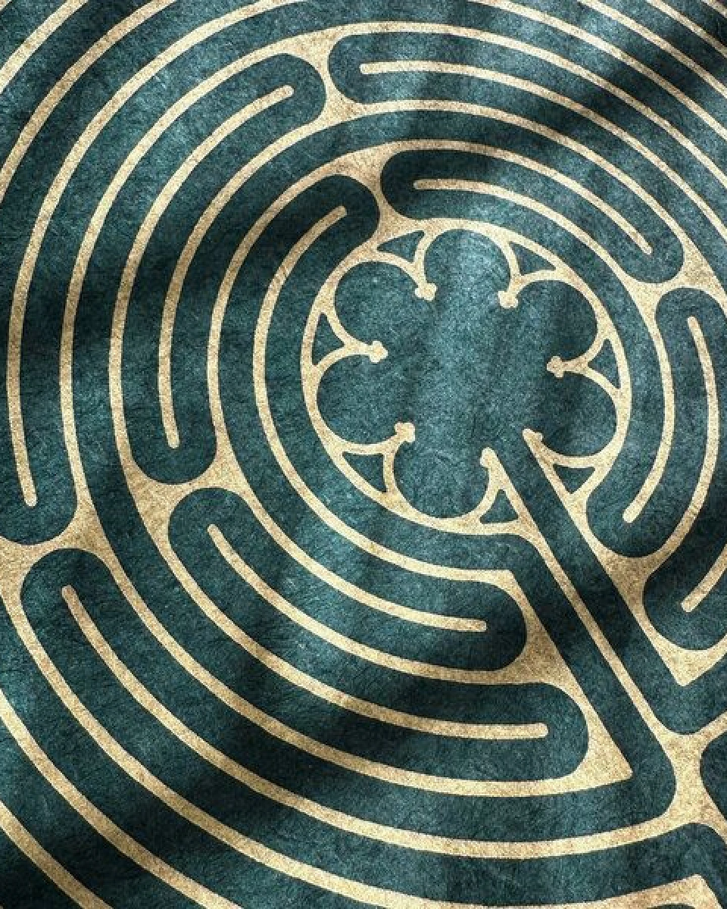Veskor Cassiopeia LABYRINTH VON CHARTRES der Kathedrale Notre-Dame Linoldruck – Ansicht 2