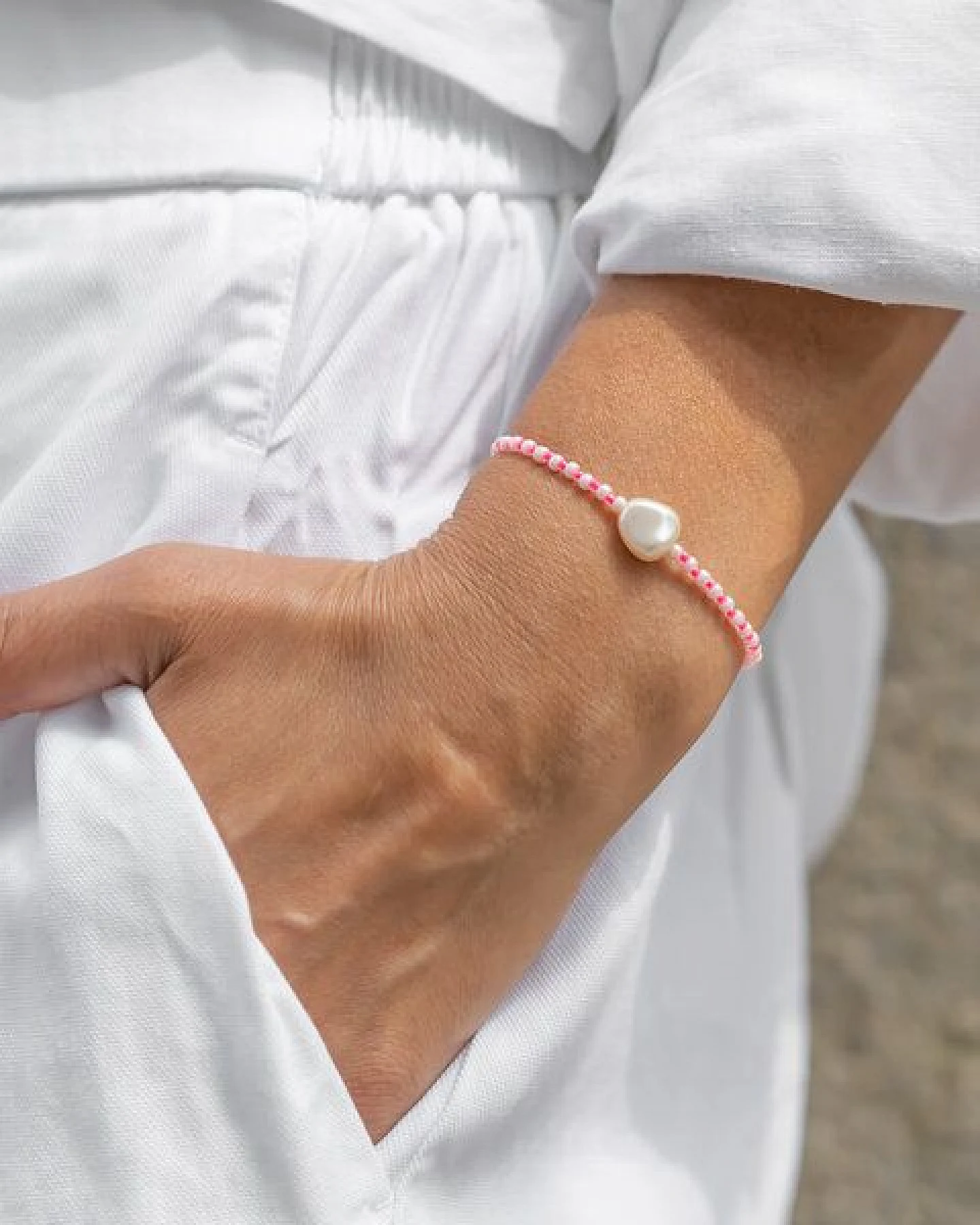 juni Sommer Set Pink - Perlenarmband und Fußkettchen – Ansicht 2