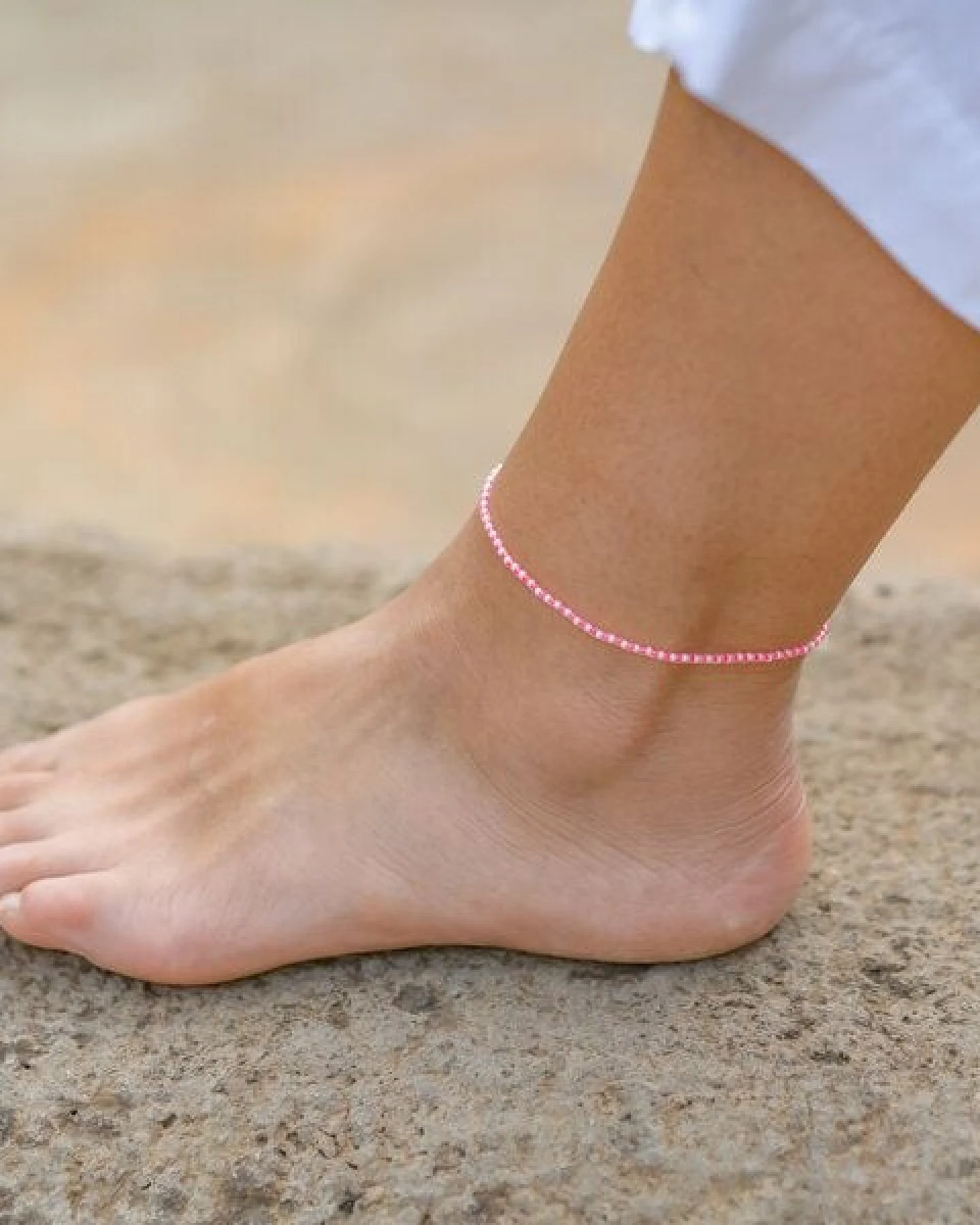 juni Sommer Set Pink - Perlenarmband und Fußkettchen – Ansicht 4