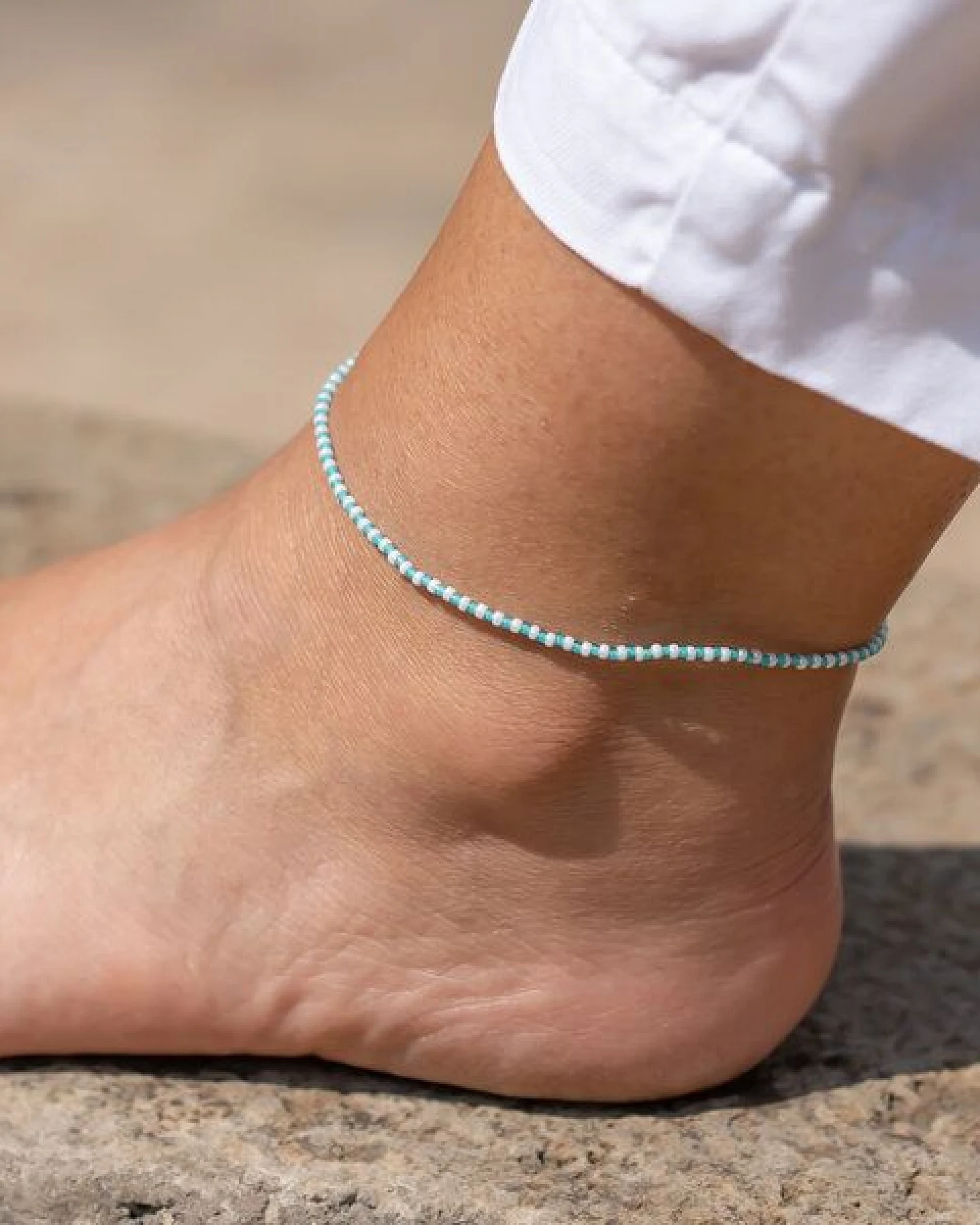 juni Perlenfußkettchen Aqua - verstellbare Länge – Ansicht 2