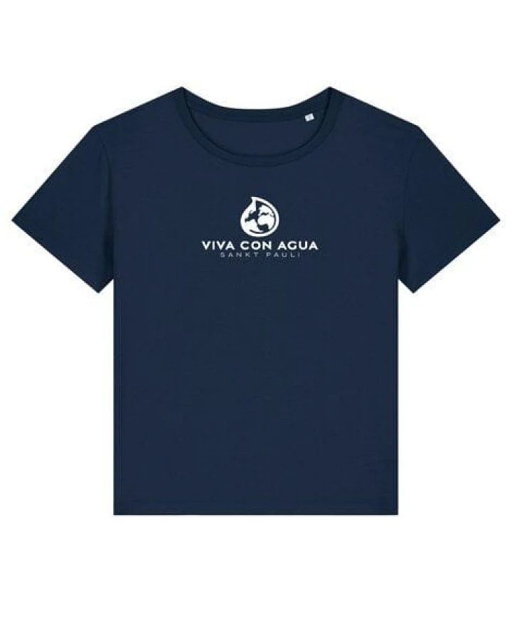 Biobaumwoll Damen T-Shirt in dunkelblau mit Viva con Agua Logo