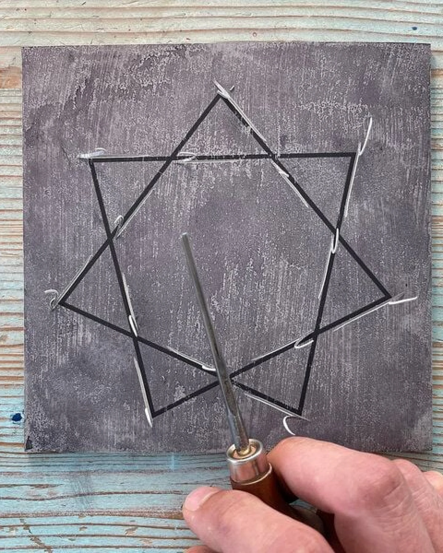 Veskor Cassiopeia HEPTAGRAMM (7/2) Heilige Geometrie Linoldruck – Ansicht 4