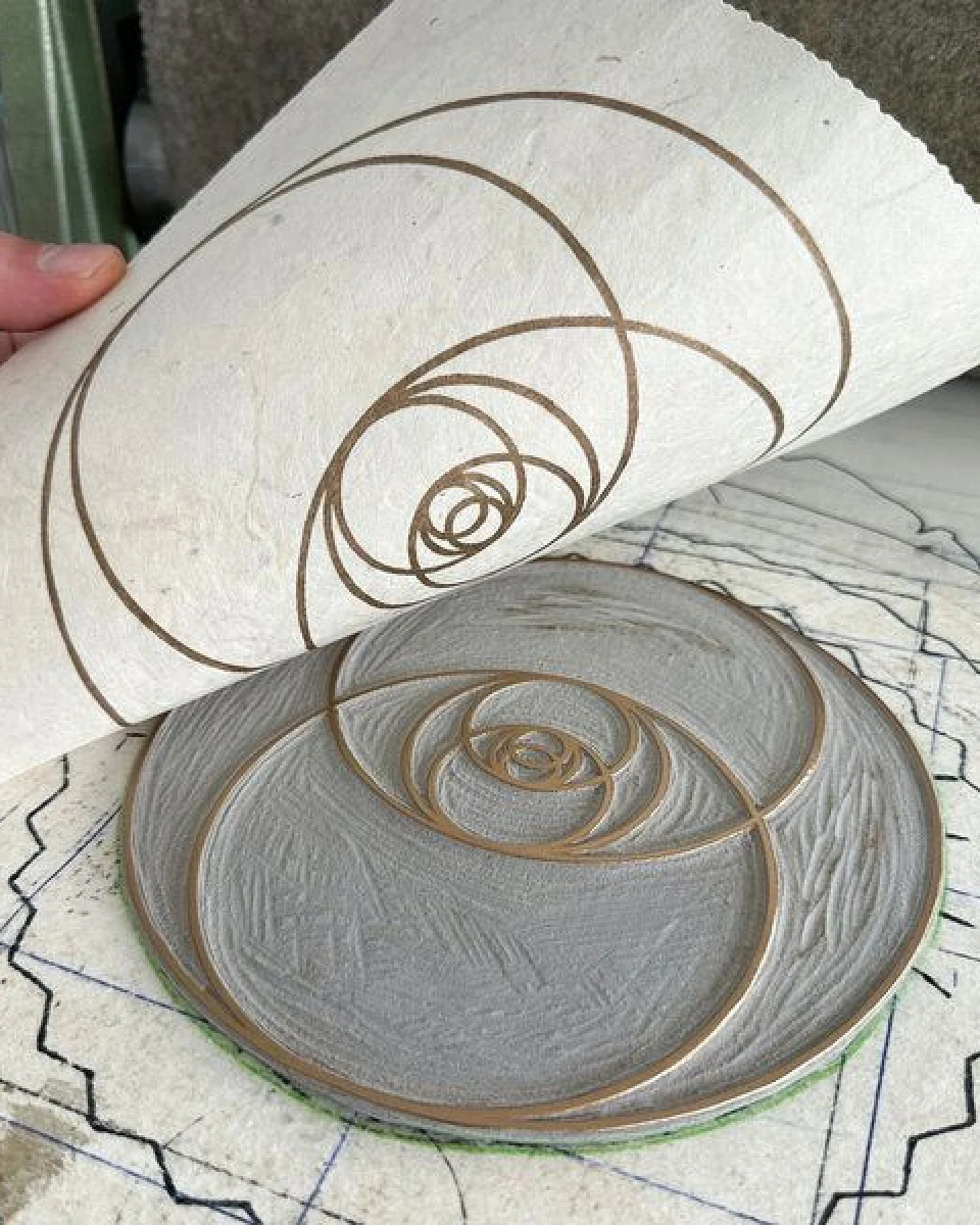 Veskor Cassiopeia VESICA PISCIS Heilige Geometrie Linoldruck – Ansicht 2