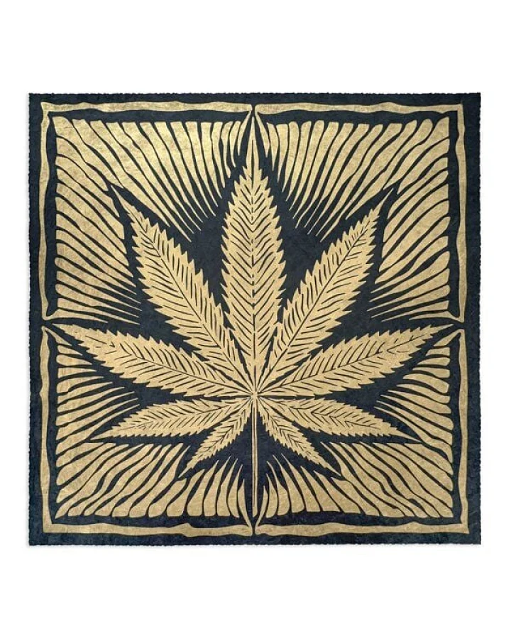 Veskor Cassiopeia CANNABIS BLATT Marihuana Pflanzen Linoldruck